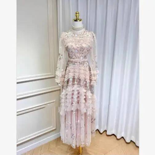 Linen Dress Wrap - Summer Autumn Fashion Flower Embroidery Lace