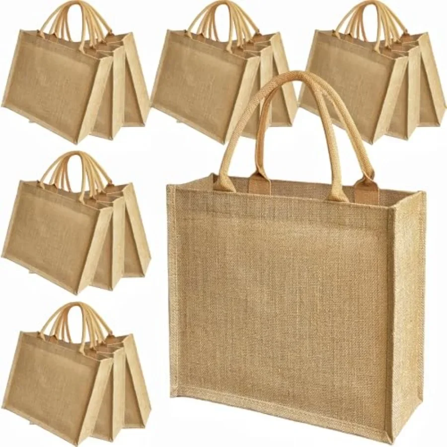 15 Pack Burlap Tote Bags 12x12 - đánh giá và giá Tote Bag Beach