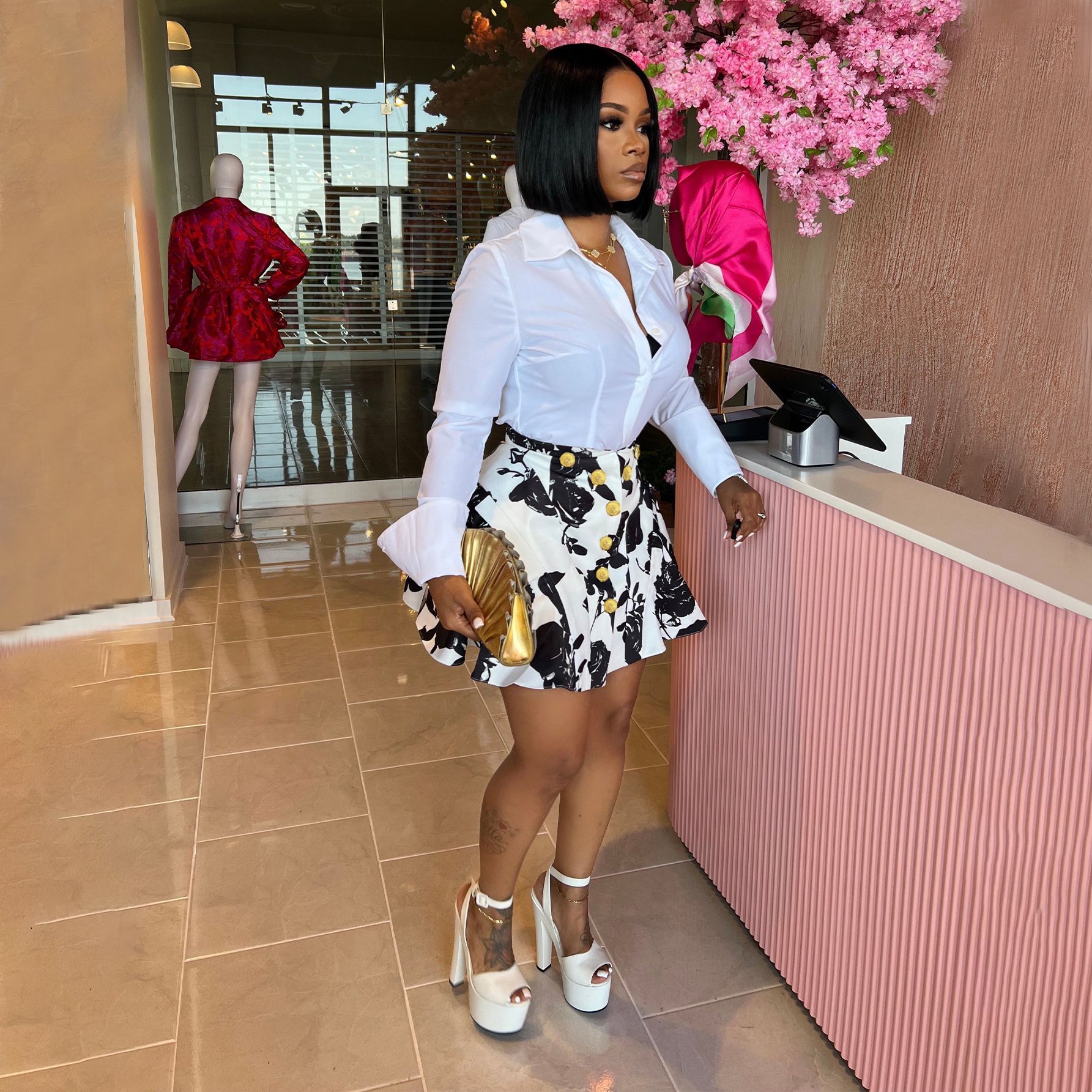 Two Piece Sets Women Skirt Set - đánh giá và giá Romper Floral Print