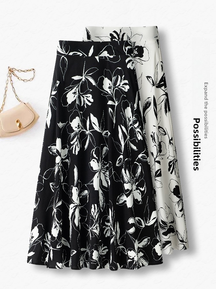 Summer Thin High Waist A-Line  - đánh giá và giá Midi Skirt Floral