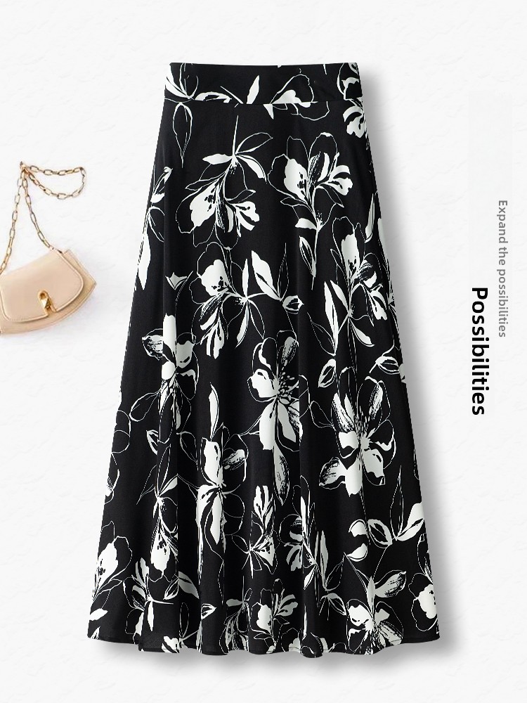 Summer Thin High Waist A-Line  - đánh giá và giá Midi Skirt Floral