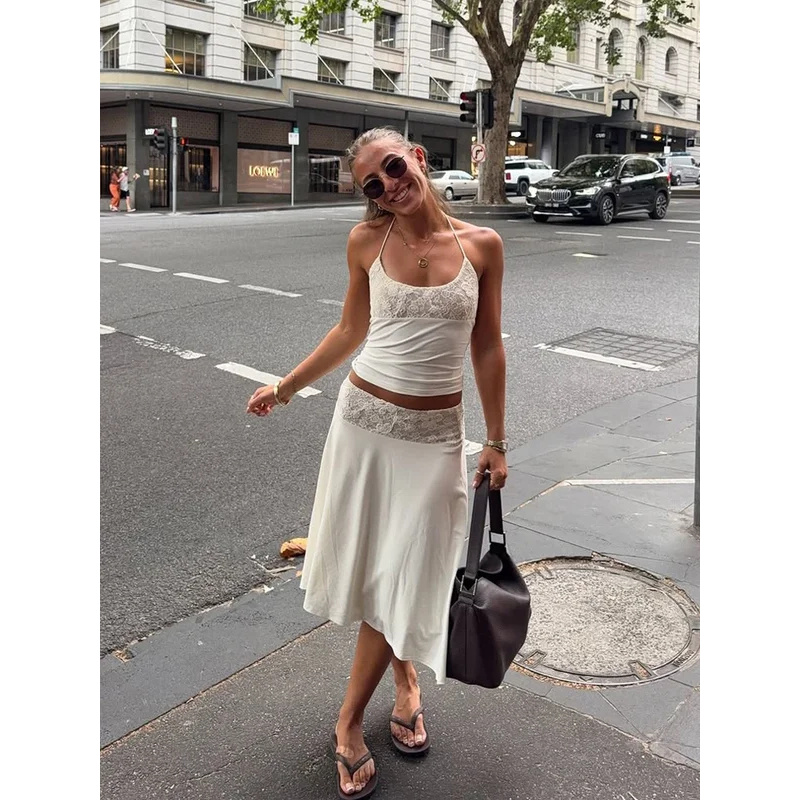 Sexy Lace Patchwork Sling Top  - đánh giá và giá Maxi Dress Halter