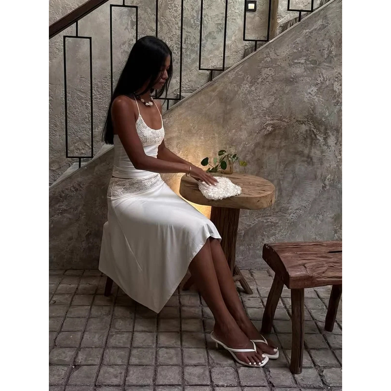 Sexy Lace Patchwork Sling Top  - đánh giá và giá Maxi Dress Halter