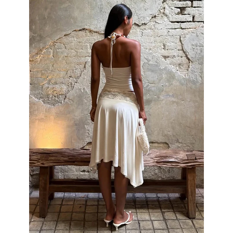 Sexy Lace Patchwork Sling Top  - đánh giá và giá Maxi Dress Halter