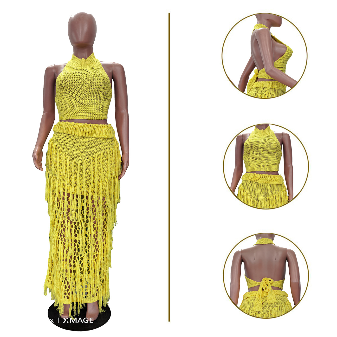 Crochet Knit Maxi Dress 2 Piec - đánh giá và giá Maxi Dress Halter