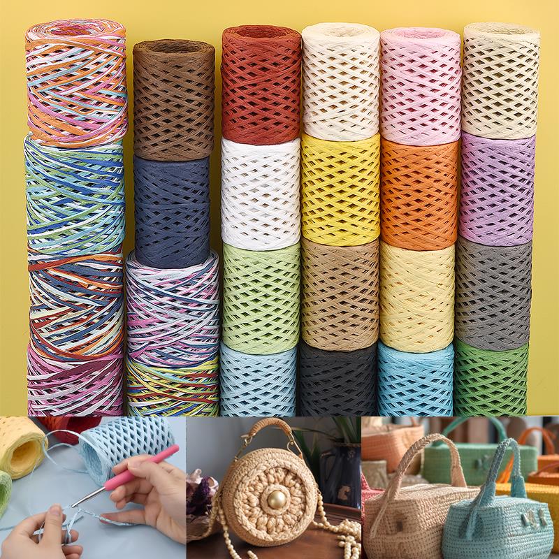 100M Natural Raffia Straw Yarn - đánh giá và giá Crochet Bag Raffia