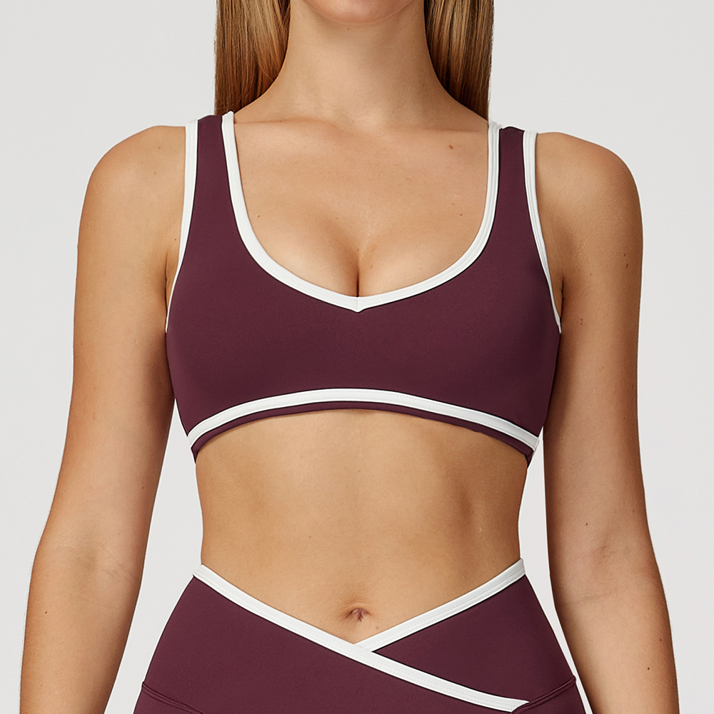 V-Neck Sports Bra Women Top Pu - đánh giá và giá Crop Top Crochet