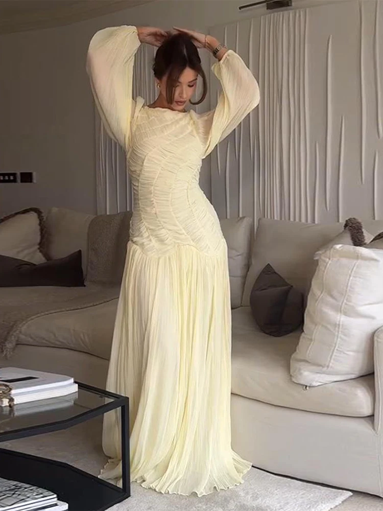 BWQ Elegant Chiffon Pleated Lo - đánh giá và giá Linen Dress Wrap