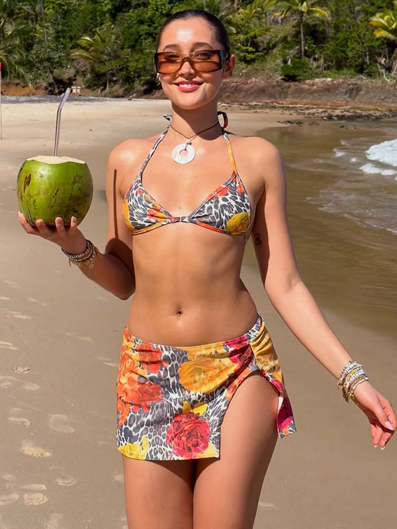 Hugcitar Polka Dot Print 3 Pie - đánh giá và giá Swimsuit Bikini Ruched