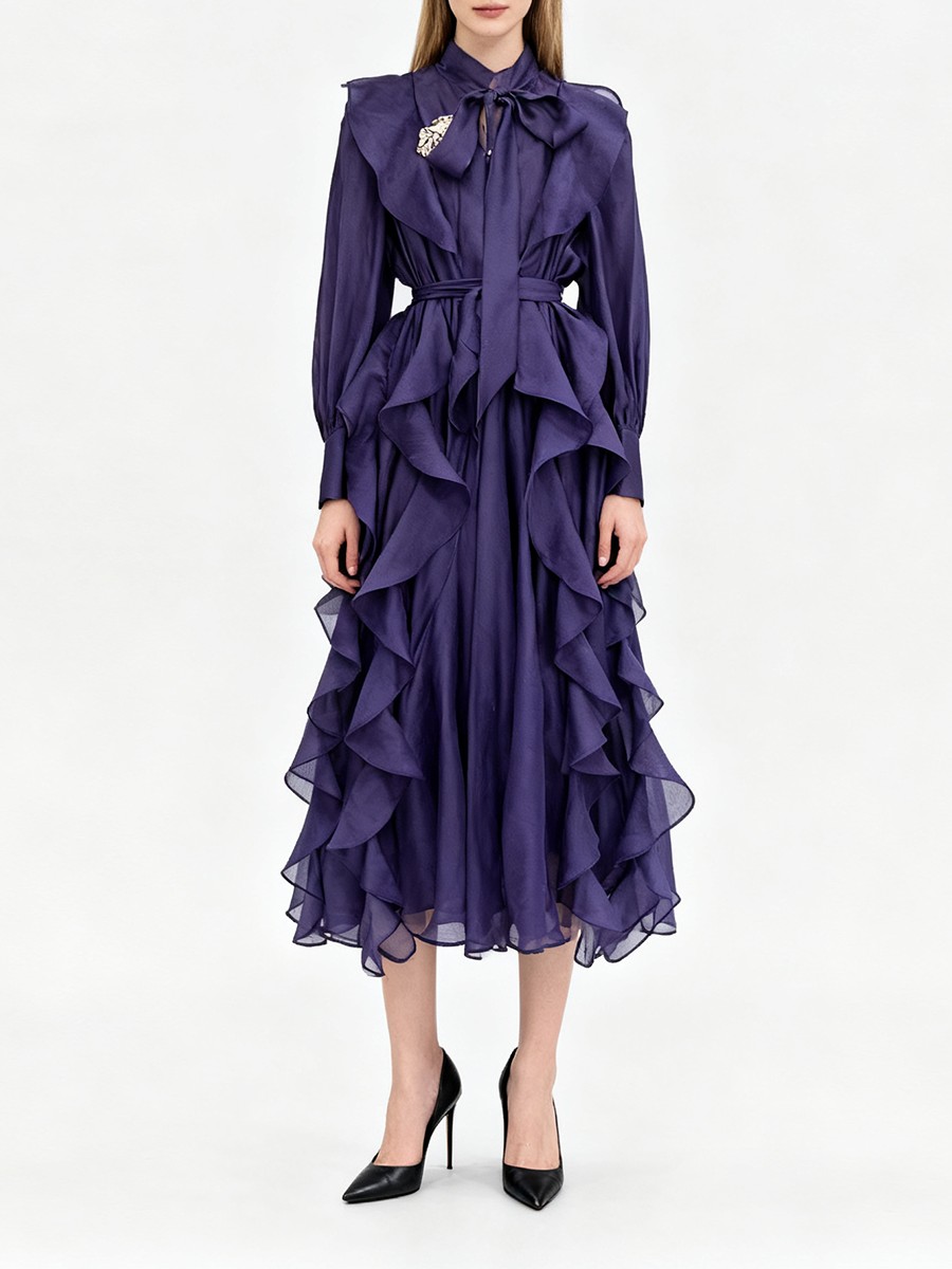 TWOTWINSTYLE Solid Spliced Ruf - đánh giá và giá Linen Dress Wrap