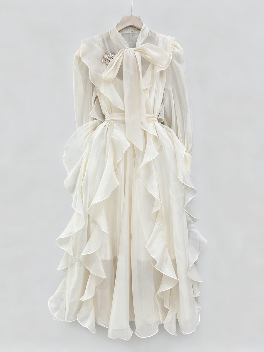 TWOTWINSTYLE Solid Spliced Ruf - đánh giá và giá Linen Dress Wrap