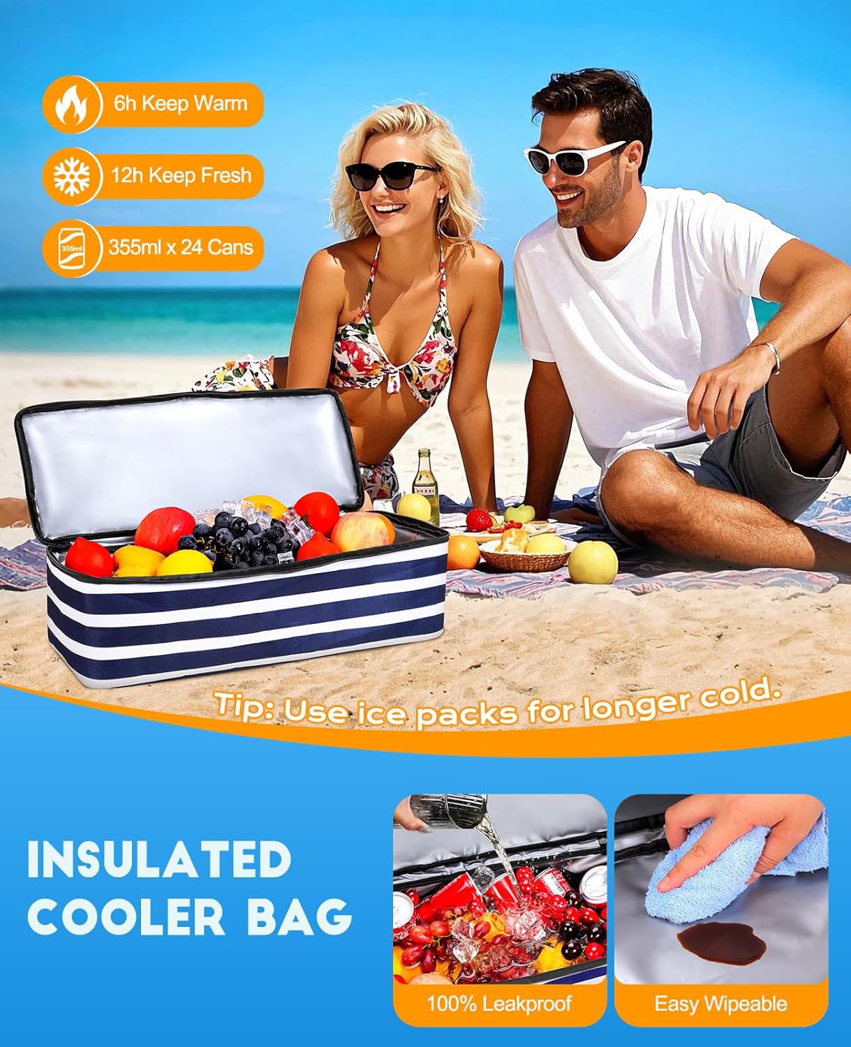 Beach Bag with Cooler, 49L Wat - đánh giá và giá Tote Bag Beach