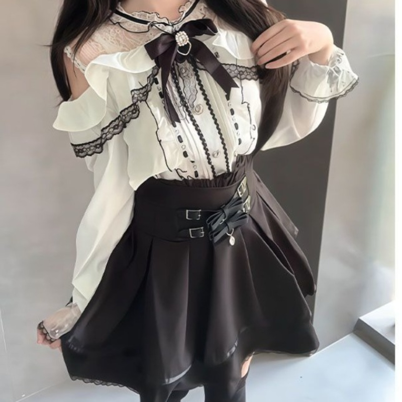 Japanese Gothic Y2k Lolita Sty - đánh giá và giá Blouse Off Shoulder