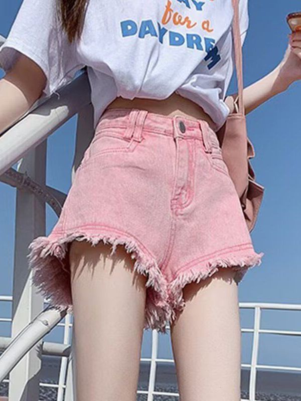 High Waist White Denim Shorts  - đánh giá và giá Shorts Denim Frayed