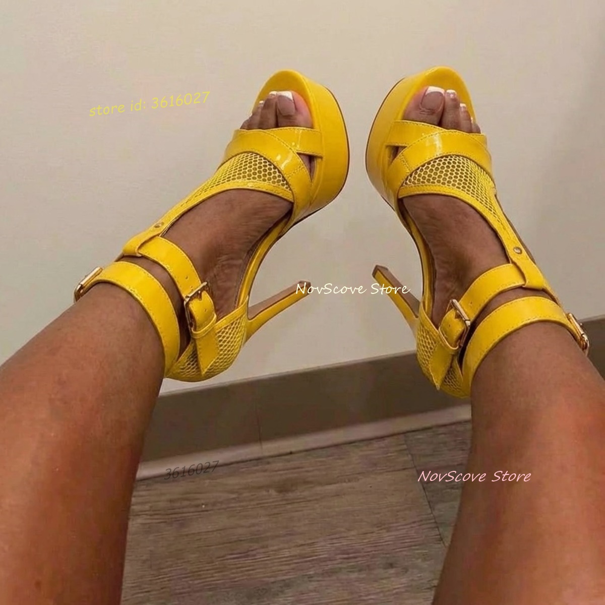 Yellow Open Toe Strappy Sandal - đánh giá và giá Sandal Strappy Heeled