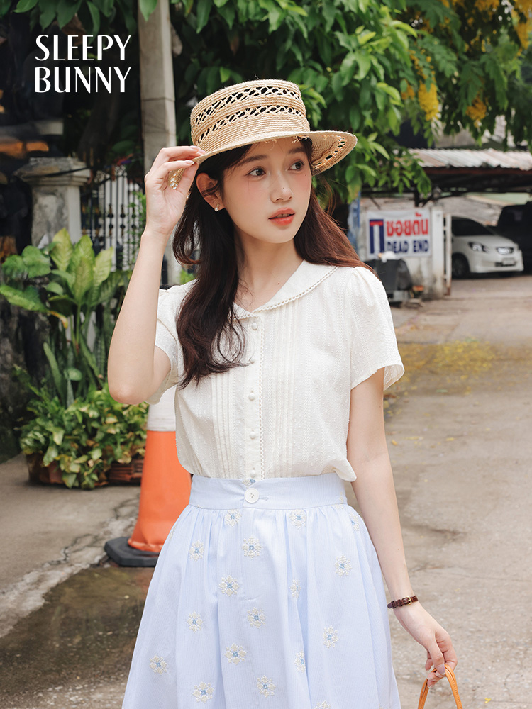 Vintage White Shirt Floral Emb - đánh giá và giá Midi Skirt Floral