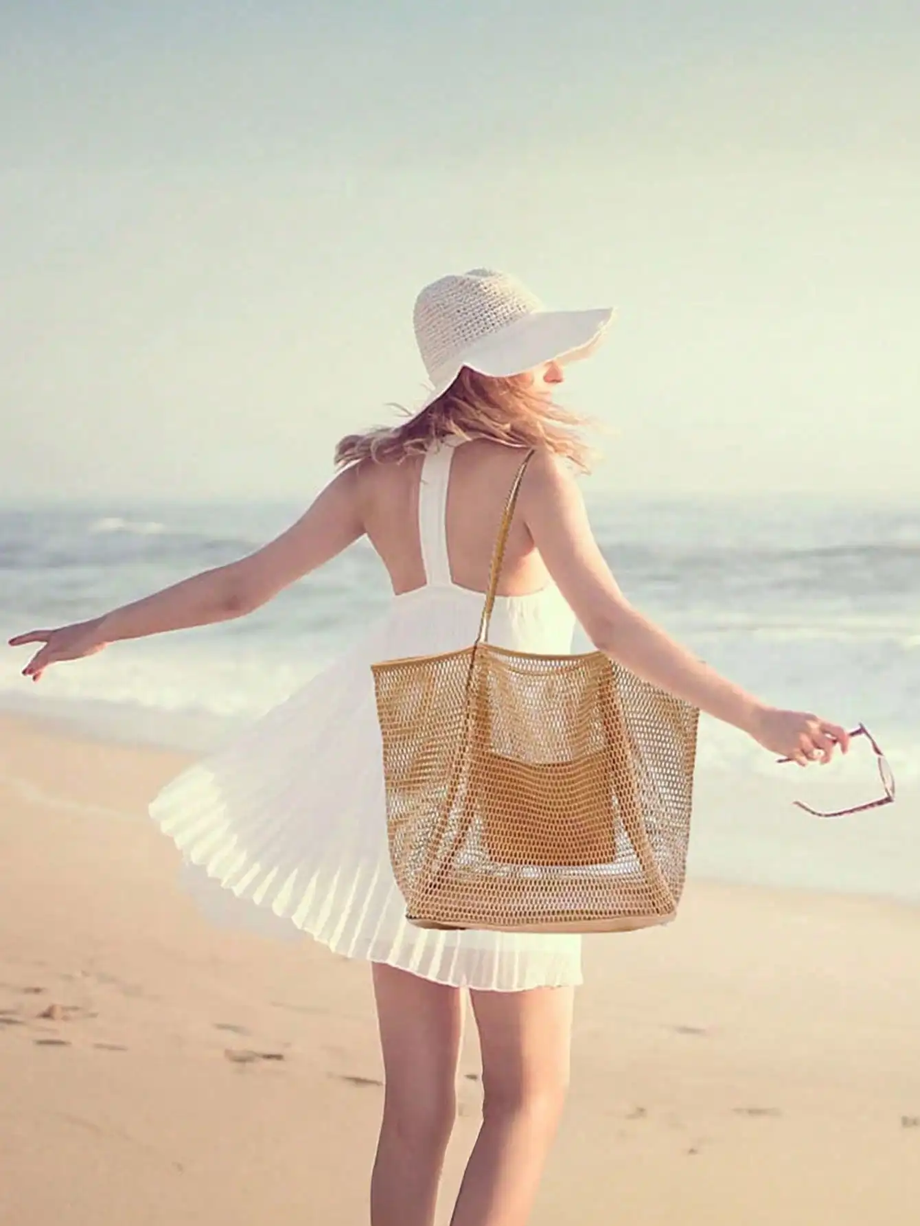 1pc Mesh Beach Tote Bag, Outdo - đánh giá và giá Tote Bag Beach