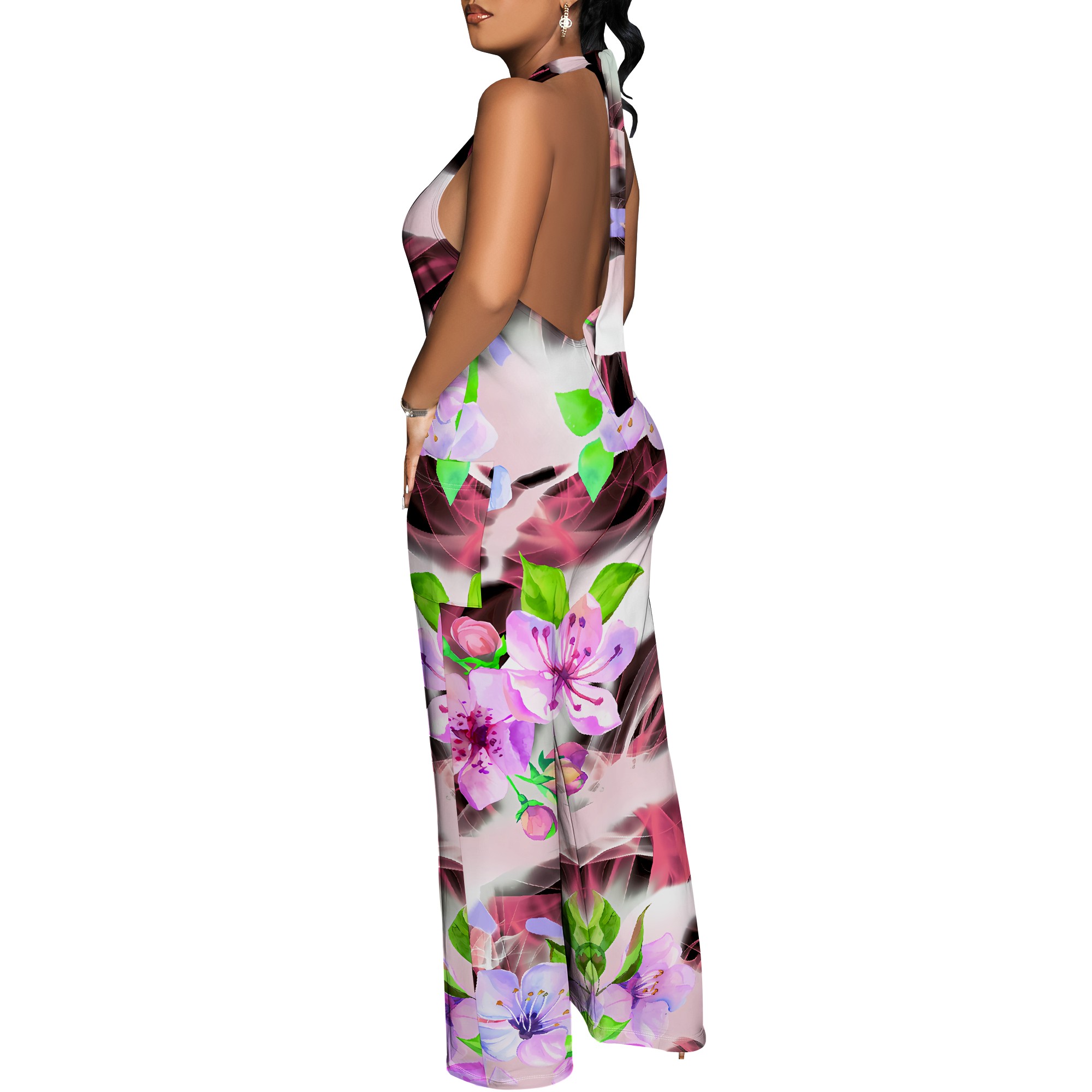 Floral Print Halter Jumpsuit - - đánh giá và giá Romper Floral Print
