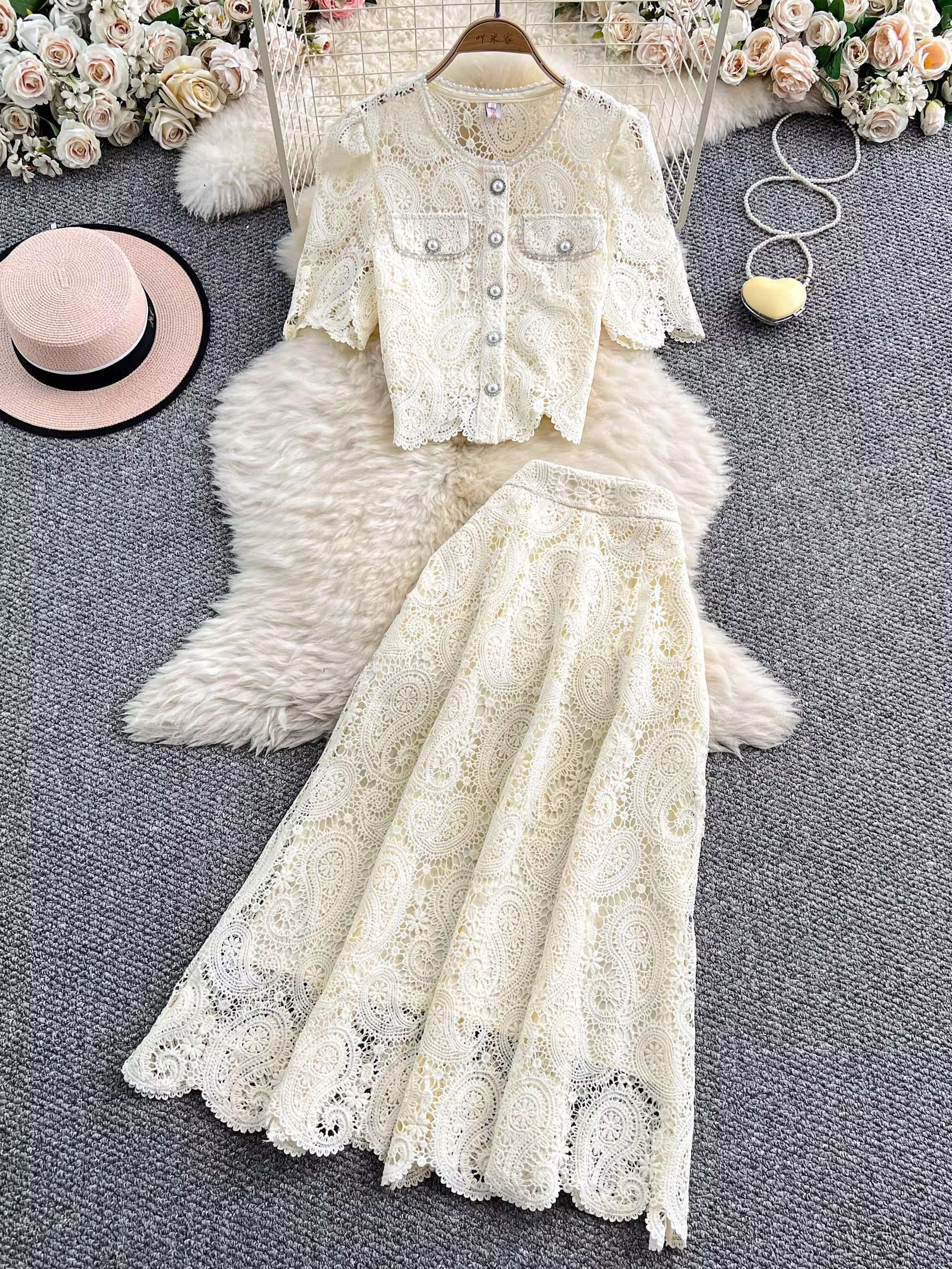 Elegant Pearl Long Dress Suits - đánh giá và giá Midi Skirt Floral