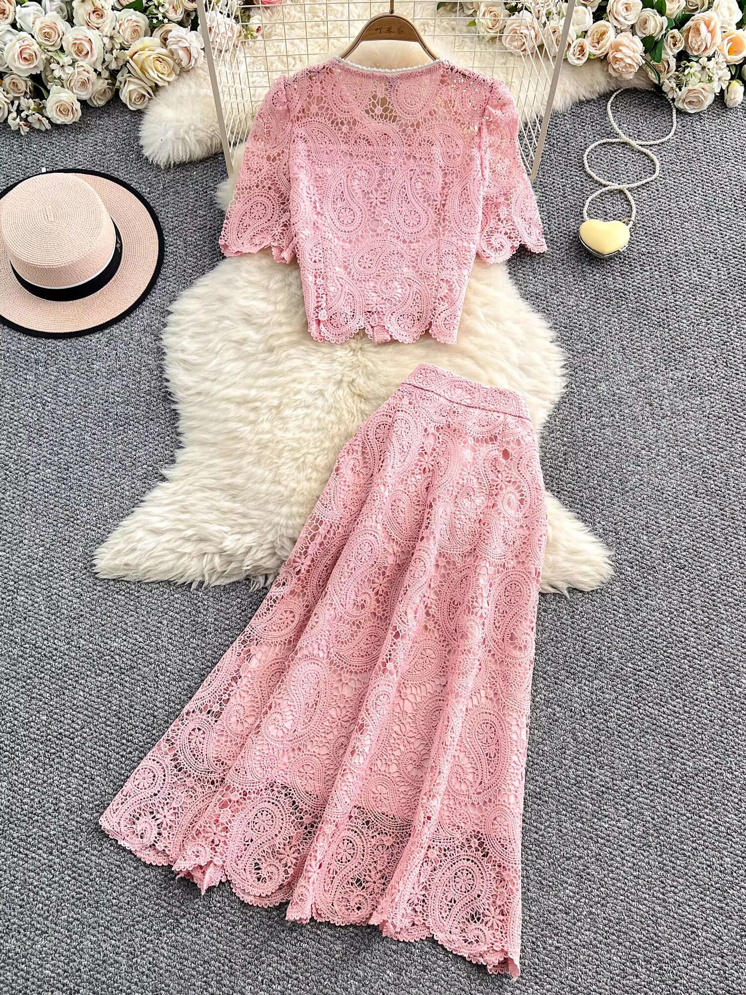 Elegant Pearl Long Dress Suits - đánh giá và giá Midi Skirt Floral