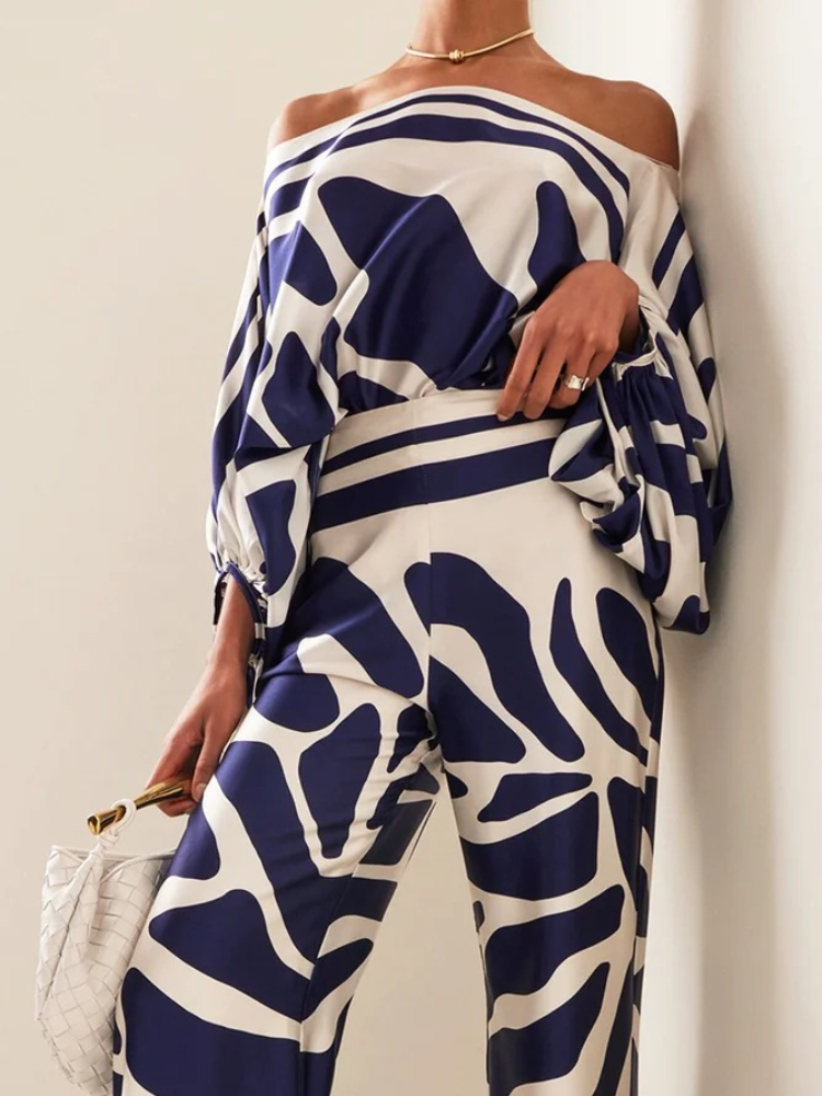 Women's Printed Satin 2-piece  - đánh giá và giá Blouse Off Shoulder