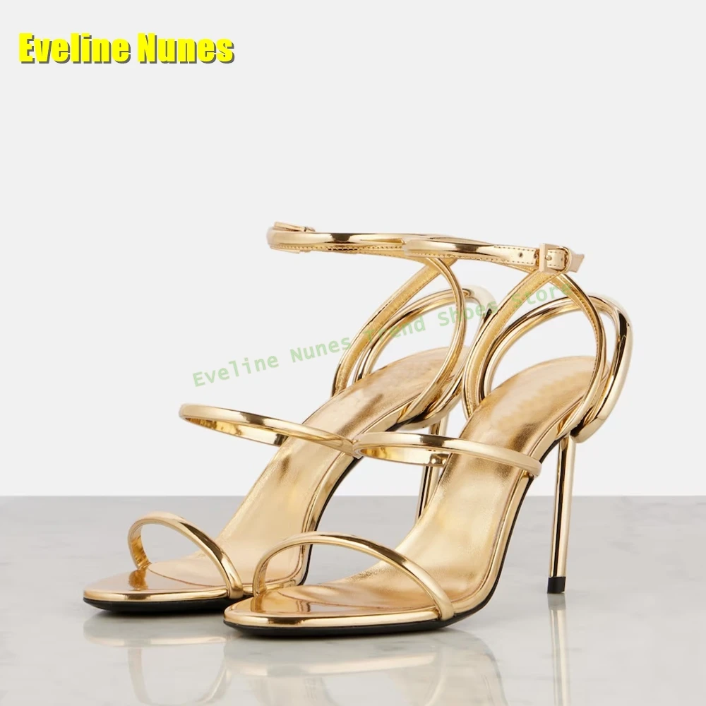 Golden Strappy Metallic Leathe - đánh giá và giá Sandal Strappy Heeled