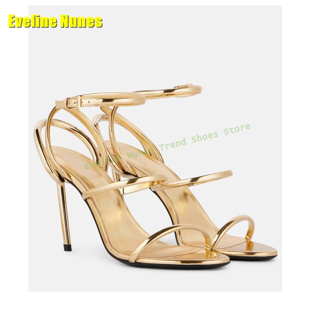 Golden Strappy Metallic Leathe - đánh giá và giá Sandal Strappy Heeled