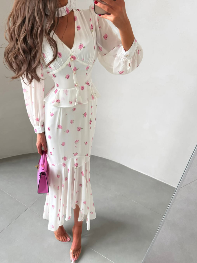 Women White Pink Floral Choker - đánh giá và giá Romper Floral Print