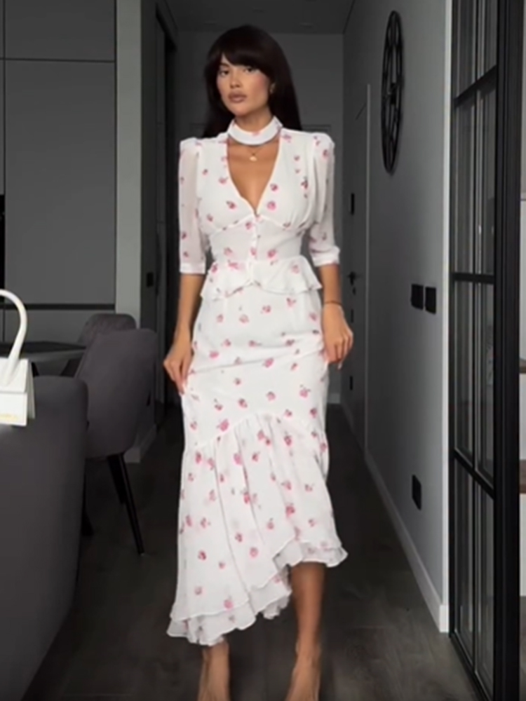 Women White Pink Floral Choker - đánh giá và giá Romper Floral Print