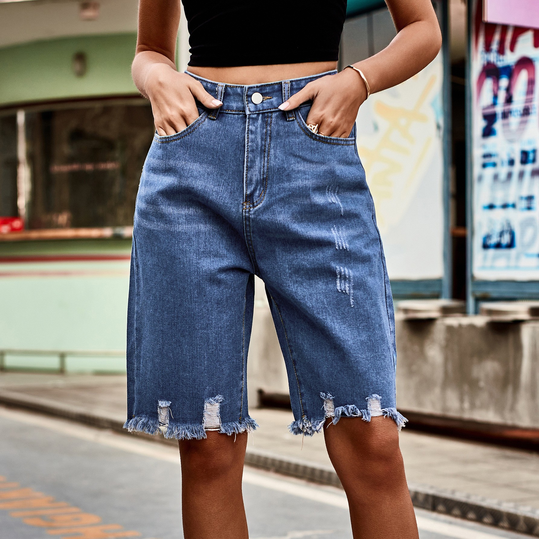 Summer Women's Clothing Distre - đánh giá và giá Shorts Denim Frayed