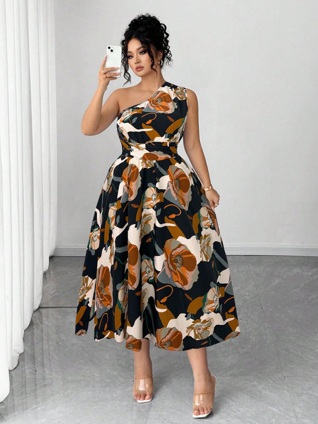Asymmetrical One-Shoulder Flor - đánh giá và giá Midi Skirt Floral