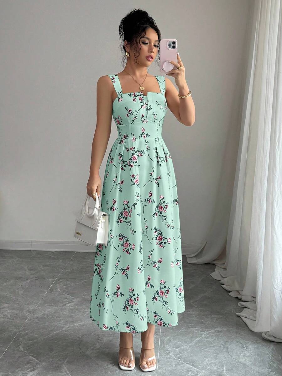 Mint Green Floral Midi Dress W - đánh giá và giá Midi Skirt Floral