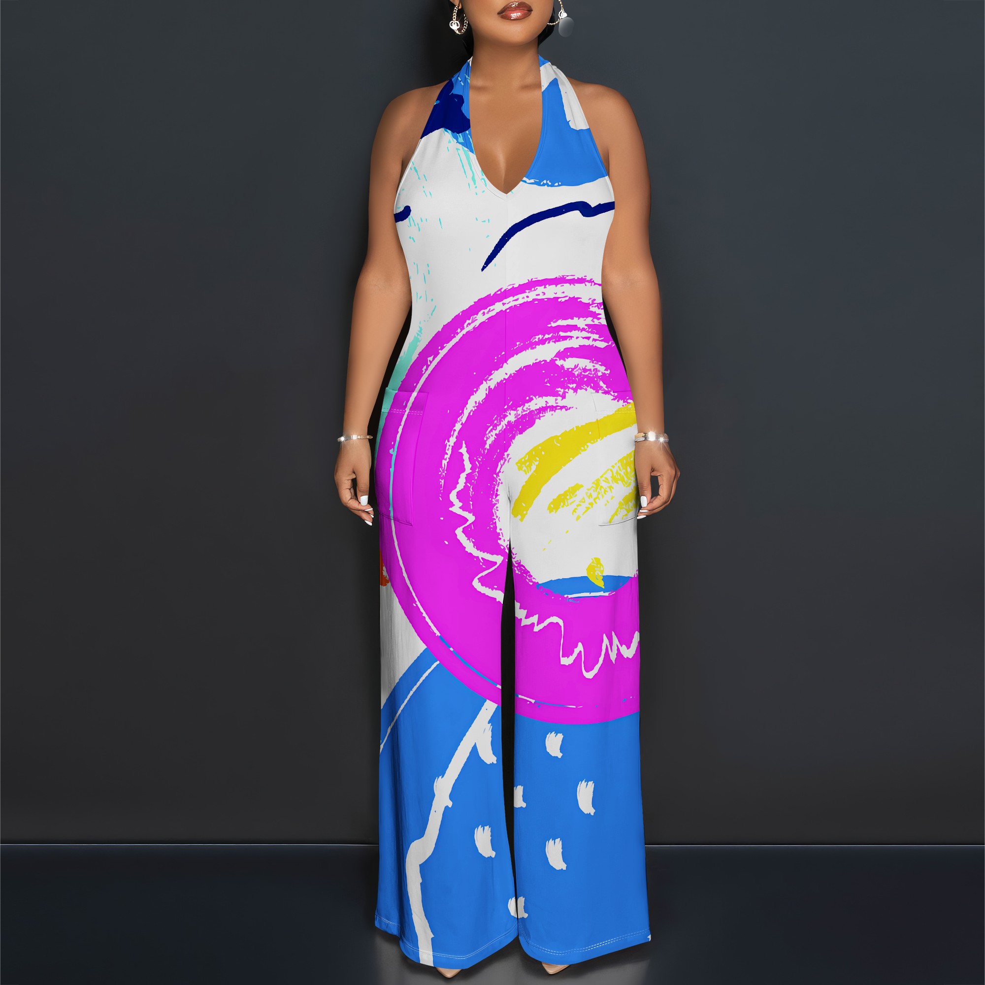 Bold Abstract Brushstroke Halt - đánh giá và giá Maxi Dress Halter