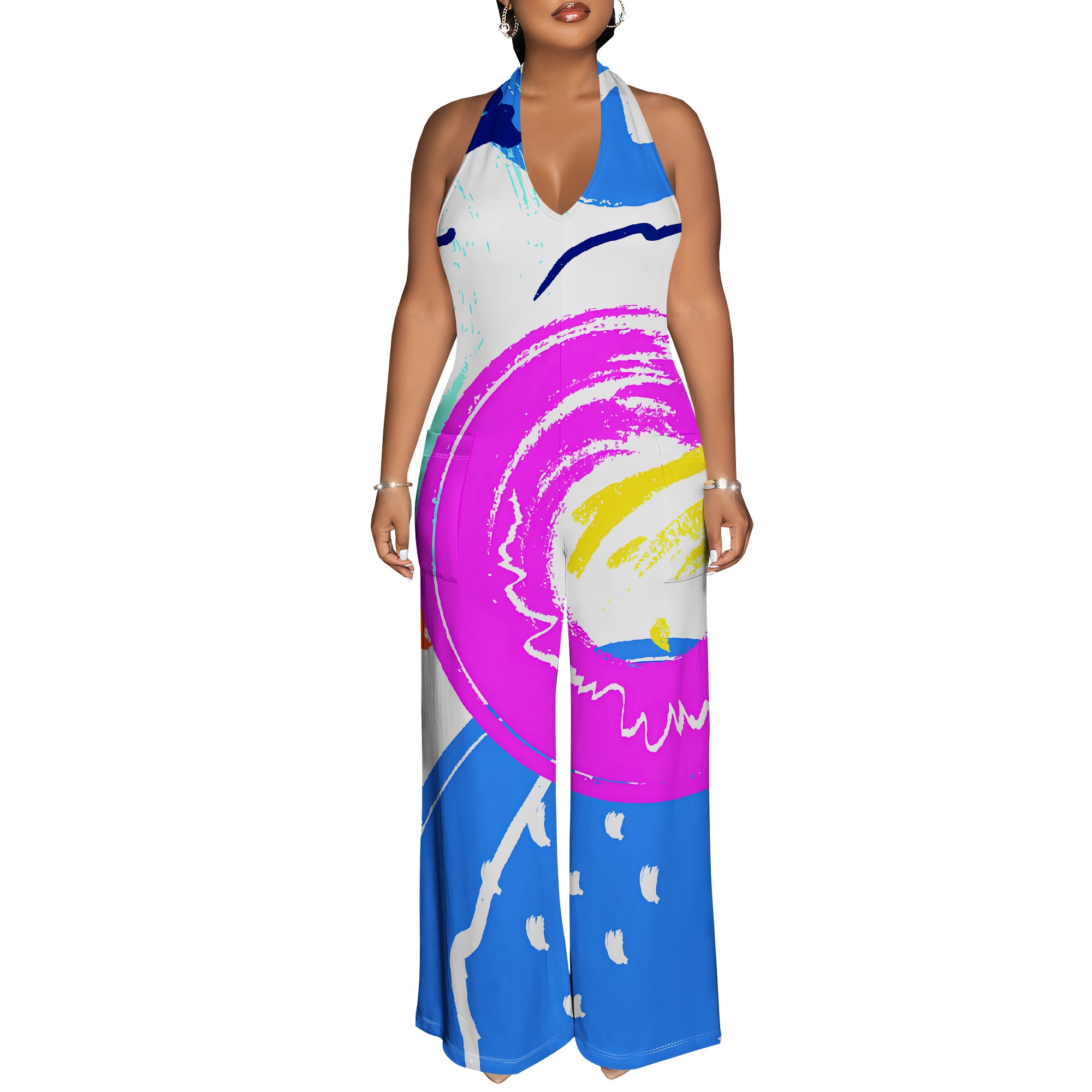 Bold Abstract Brushstroke Halt - đánh giá và giá Maxi Dress Halter