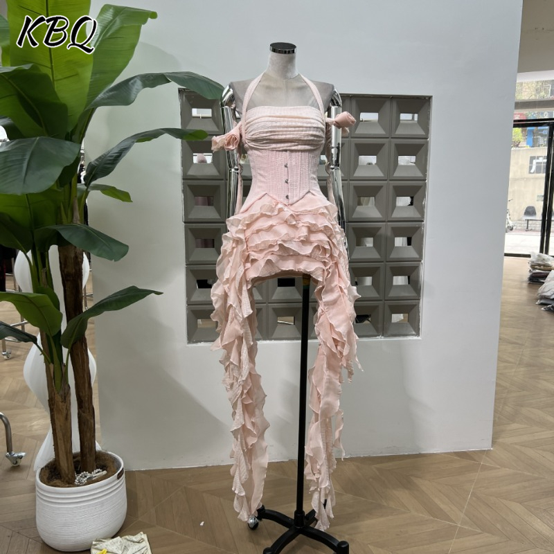 KBQ Solid Spliced Tassel Irreg - đánh giá và giá Maxi Dress Halter