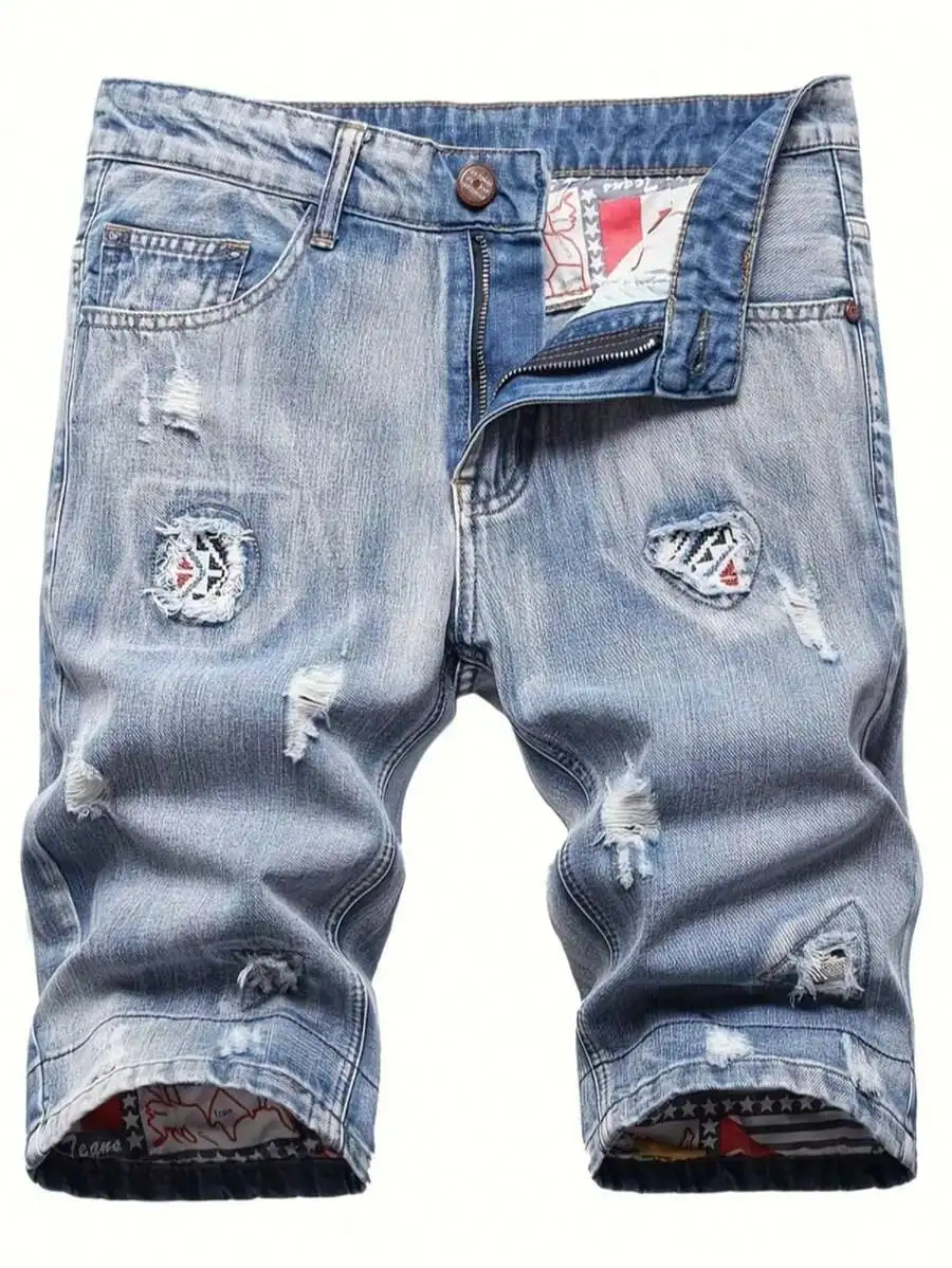 Mens Ripped Denim Shorts Mid-R - đánh giá và giá Shorts Denim Frayed