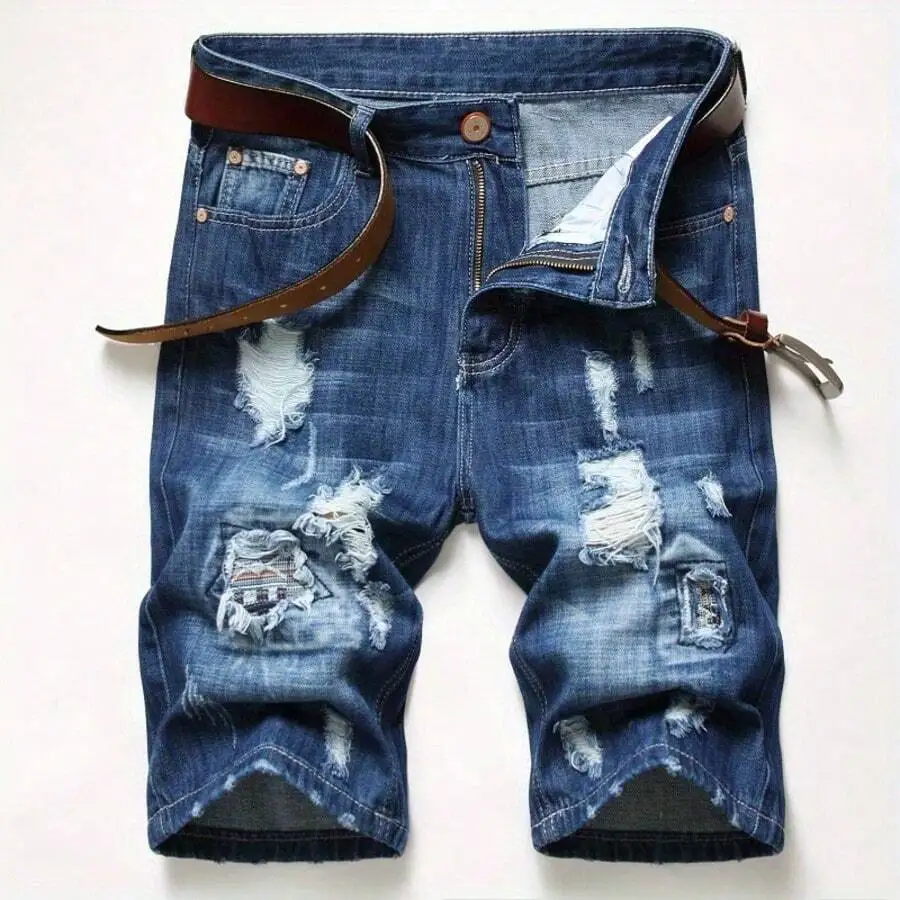 Mens Ripped Denim Shorts Mid-R - đánh giá và giá Shorts Denim Frayed