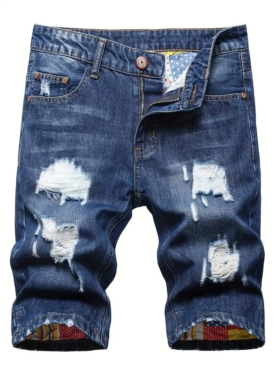 Mens Ripped Denim Shorts Mid-R - đánh giá và giá Shorts Denim Frayed
