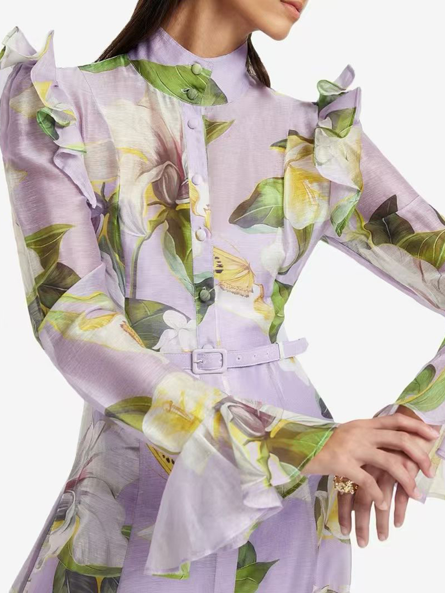 TWOTWINSTYLE Printing Spliced  - đánh giá và giá Linen Dress Wrap