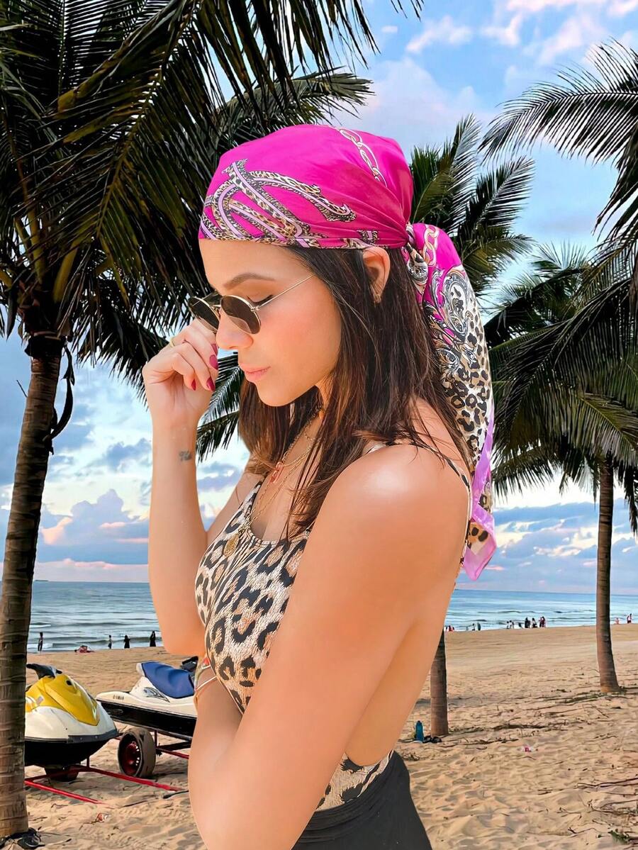 1pc Leopard Print Chain & Flor - đánh giá và giá Headband Summer Knit