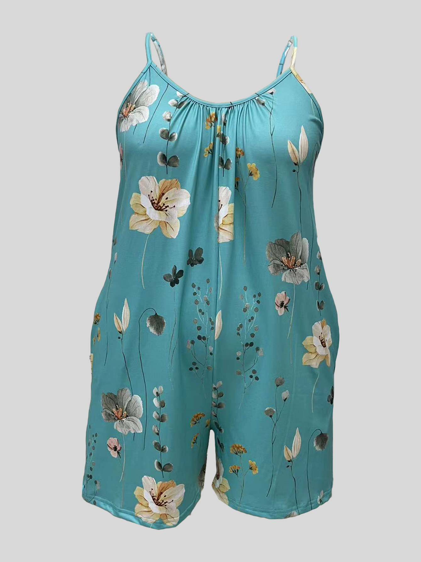 Plus Size Allover Print Cami R - đánh giá và giá Romper Floral Print