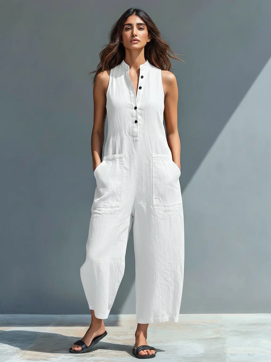Summer Women's Clothing Sleeve - đánh giá và giá Jumpsuit Linen Relaxed
