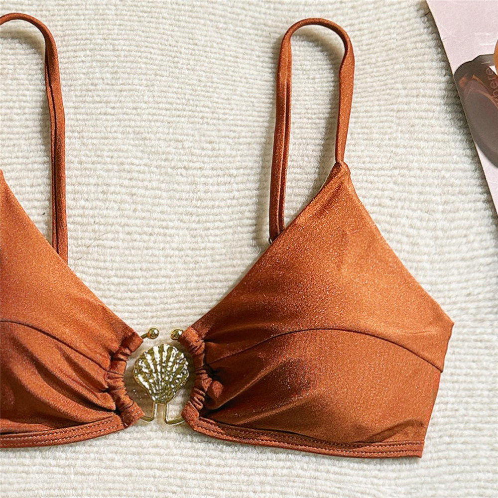 Metal Shell Ring Swimwear Sexy - đánh giá và giá Swimsuit Bikini Ruched