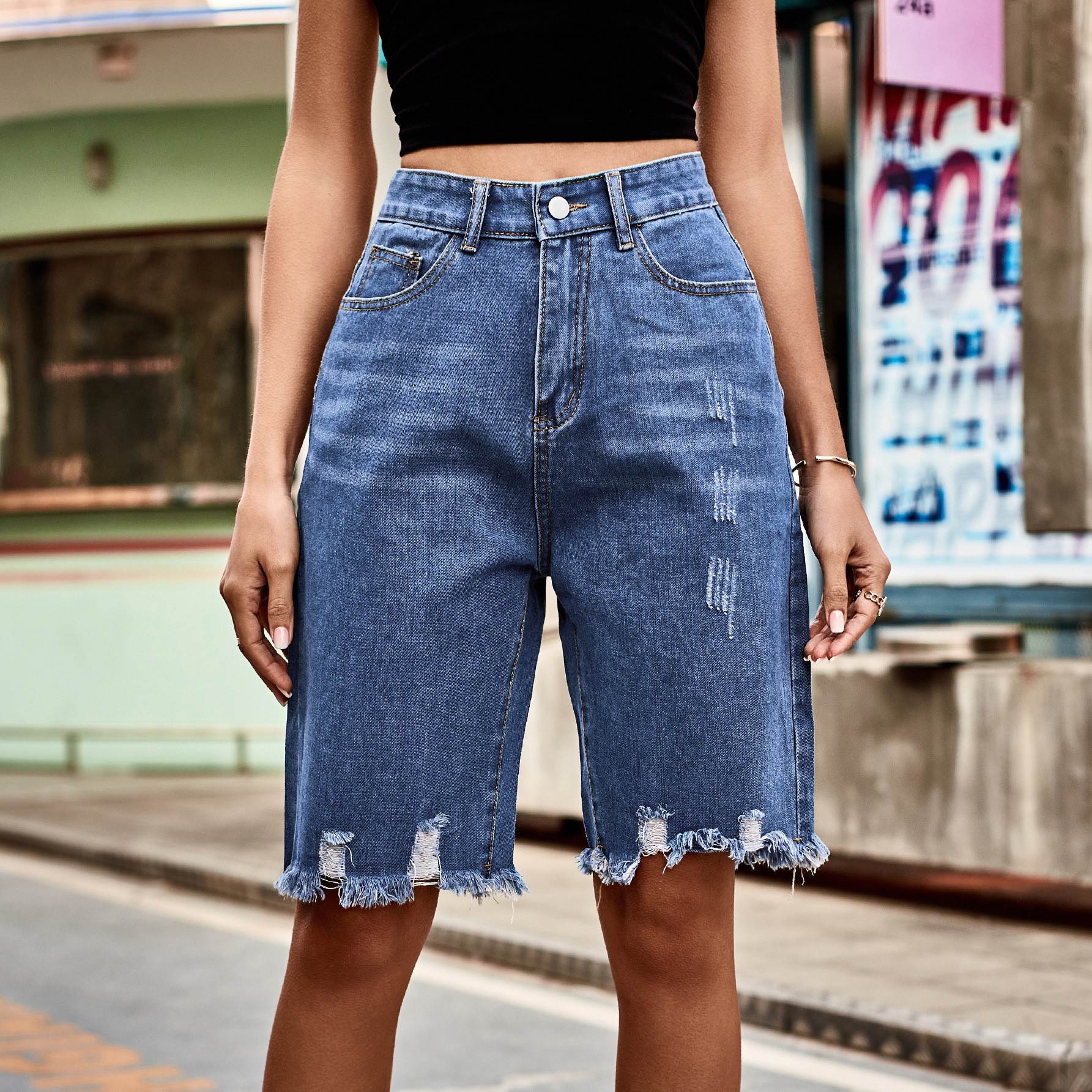 Summer Women's Clothing Distre - đánh giá và giá Shorts Denim Frayed