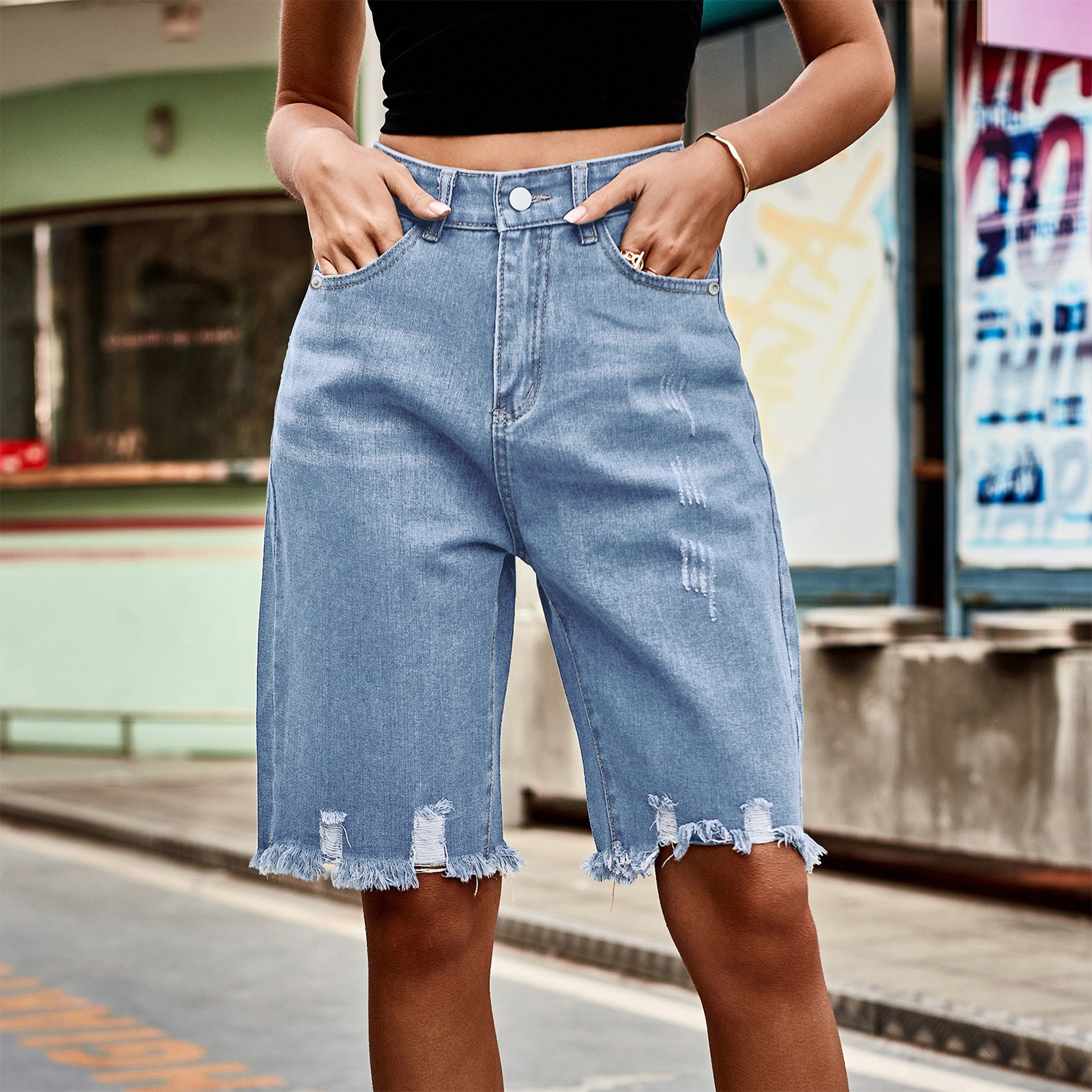 Summer Women's Clothing Distre - đánh giá và giá Shorts Denim Frayed