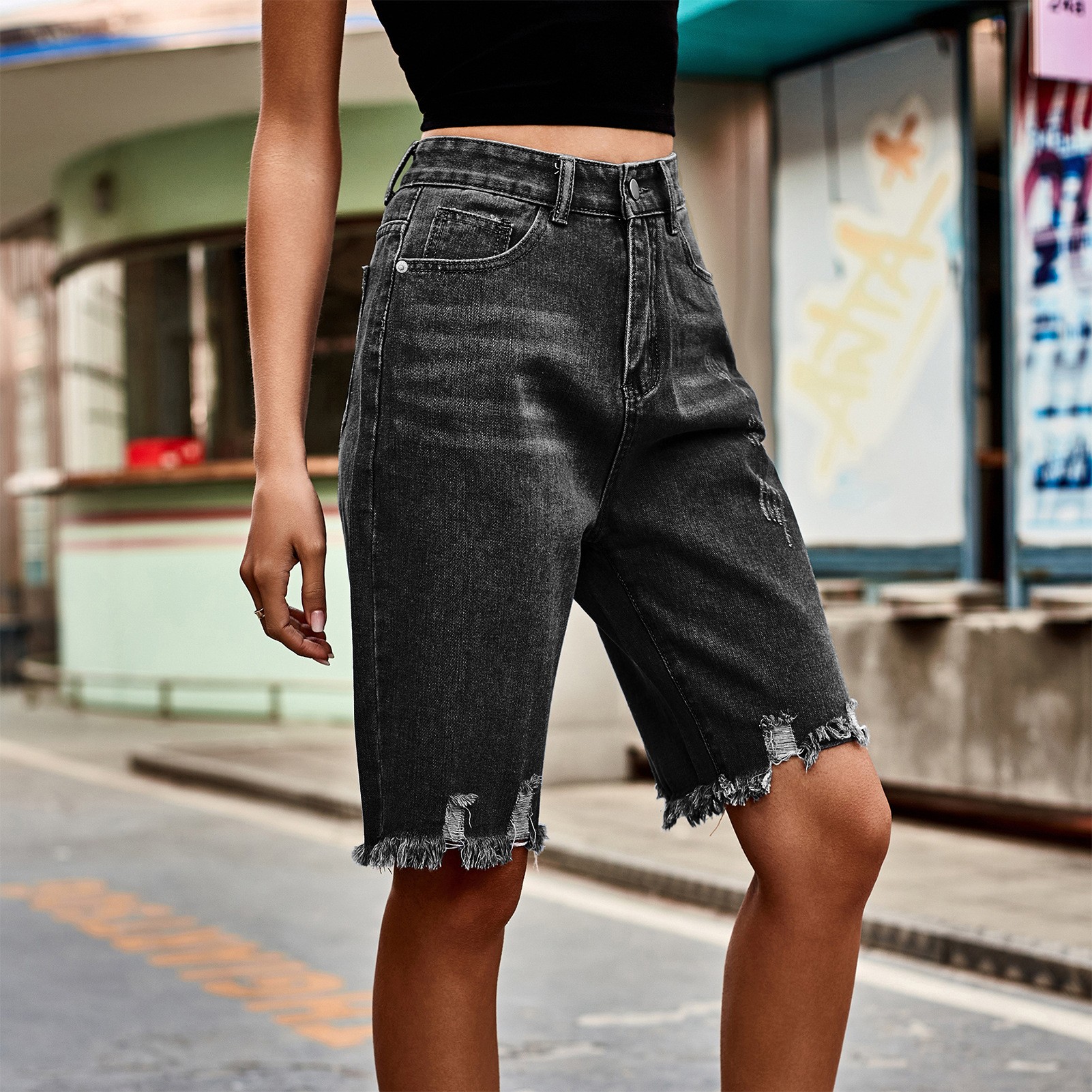 Summer Women's Clothing Distre - đánh giá và giá Shorts Denim Frayed