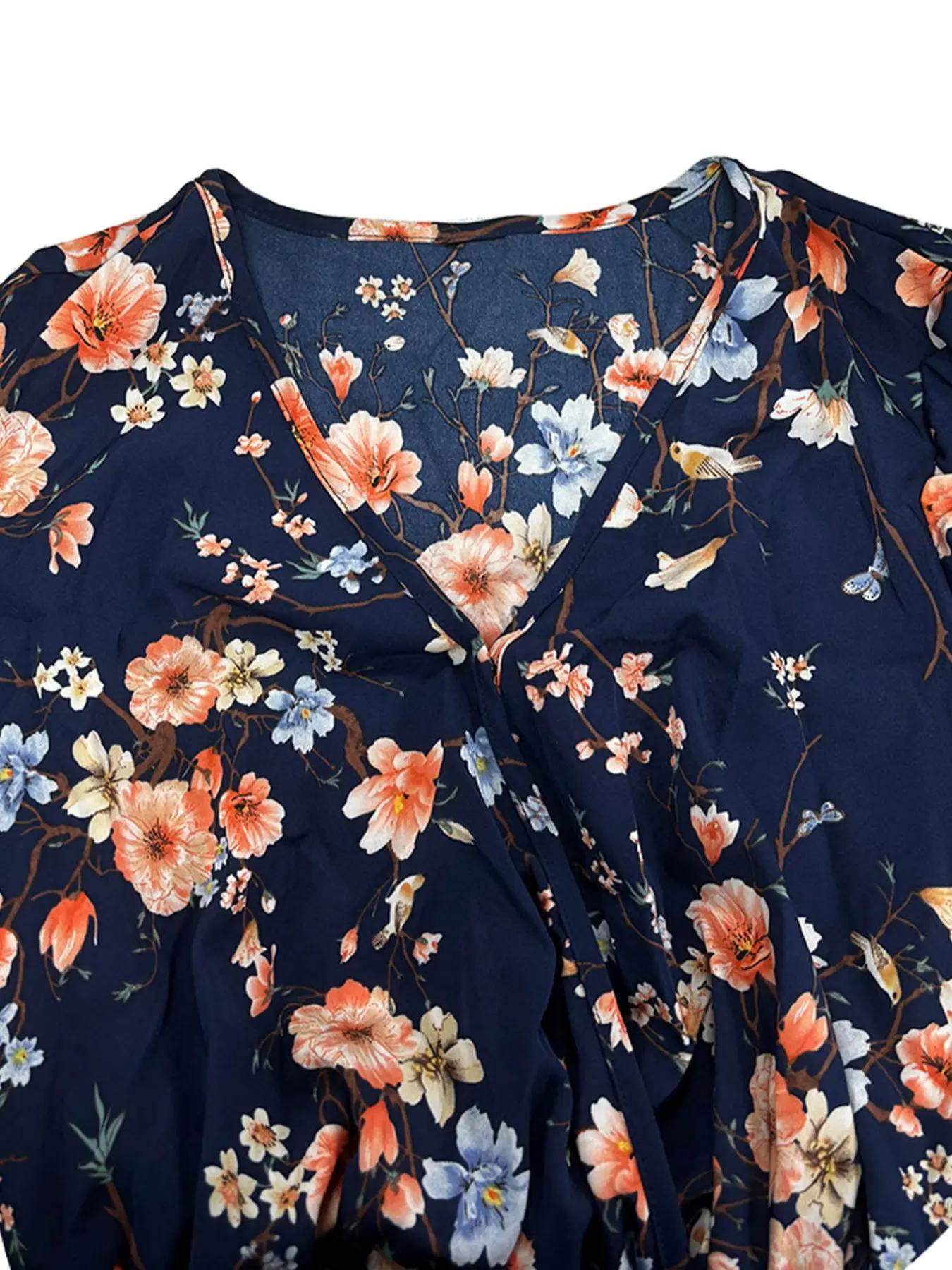 【Plus Size】 Floral Print Tie S - đánh giá và giá Romper Floral Print