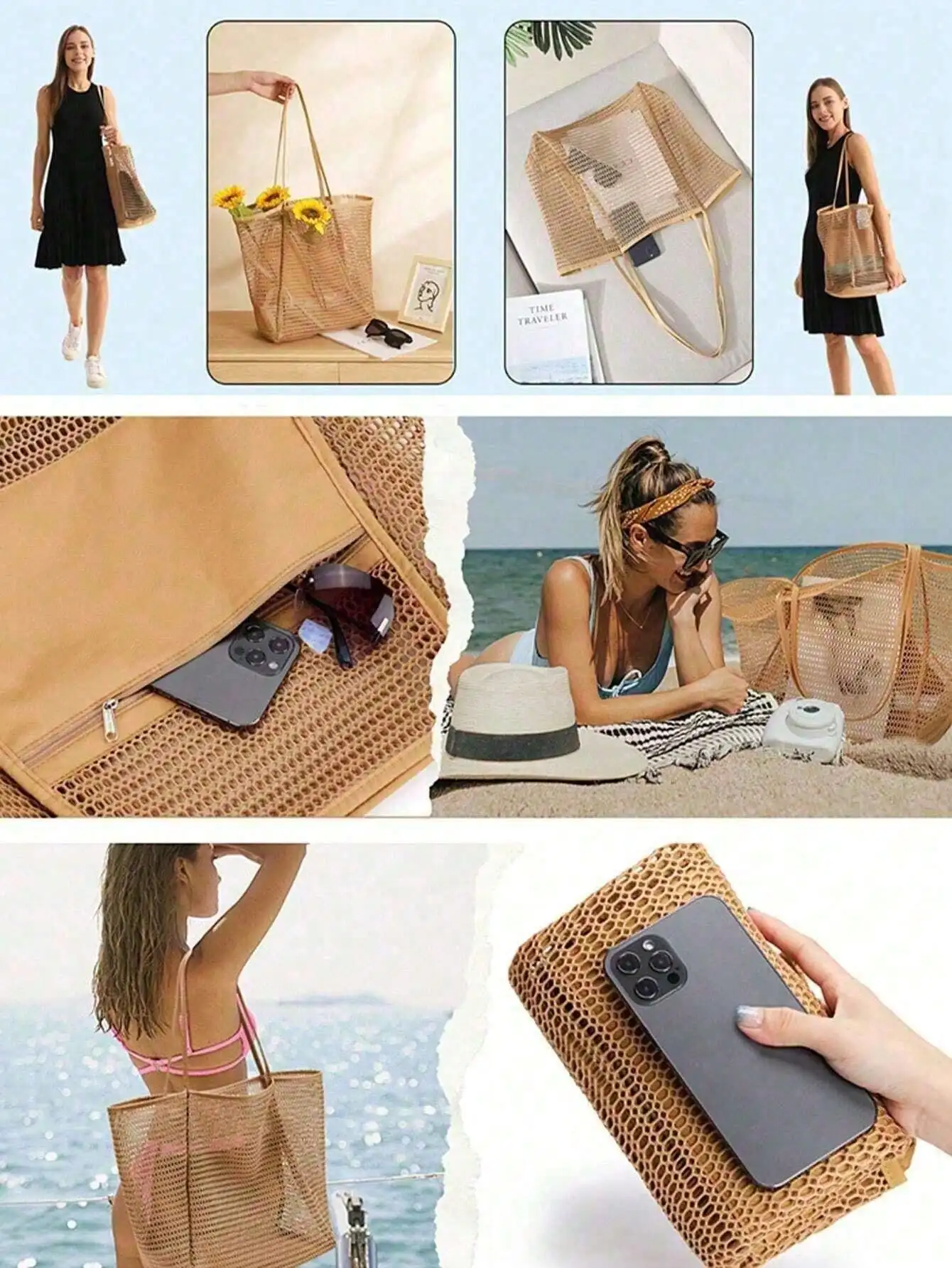 1pc Mesh Beach Tote Bag, Outdo - đánh giá và giá Tote Bag Beach