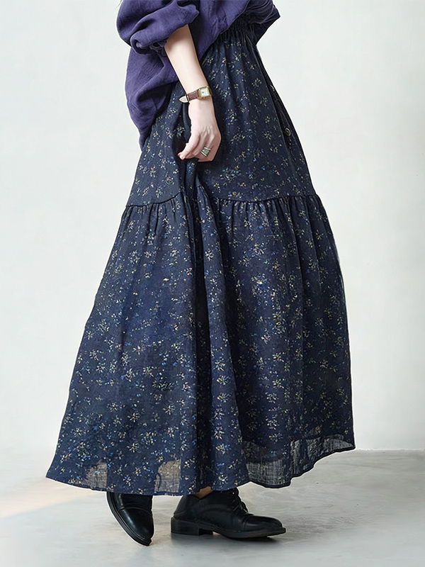 Floral Print High Waist A-Line - đánh giá và giá Midi Skirt Floral