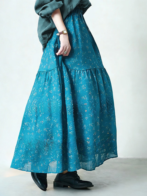 Floral Print High Waist A-Line - đánh giá và giá Midi Skirt Floral